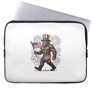 Housse Pour Ordinateur Portable Feu d'artifice patriotique Sasquatch Gravure vinta