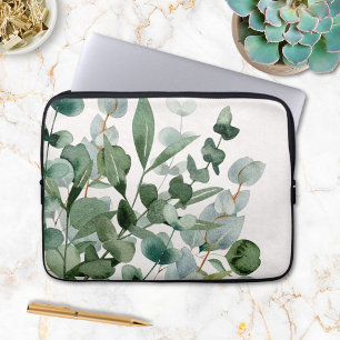 Housse Pour Ordinateur Portable Feuillage Vert Aquarelle Feuilles de Verdure