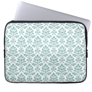 Housse Pour Ordinateur Portable Feuille Damask Motif Turquoise