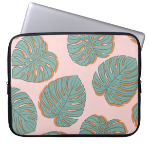 Housse Pour Ordinateur Portable Feuille de Monstera : Motif Vintage tropical