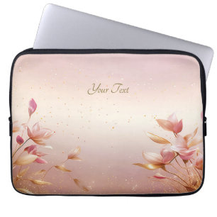 Housse Pour Ordinateur Portable Feuille rose Golden Portable à manches