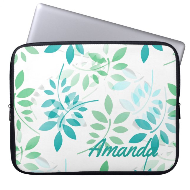 Housse Pour Ordinateur Portable Feuilles bleu vert (Devant)