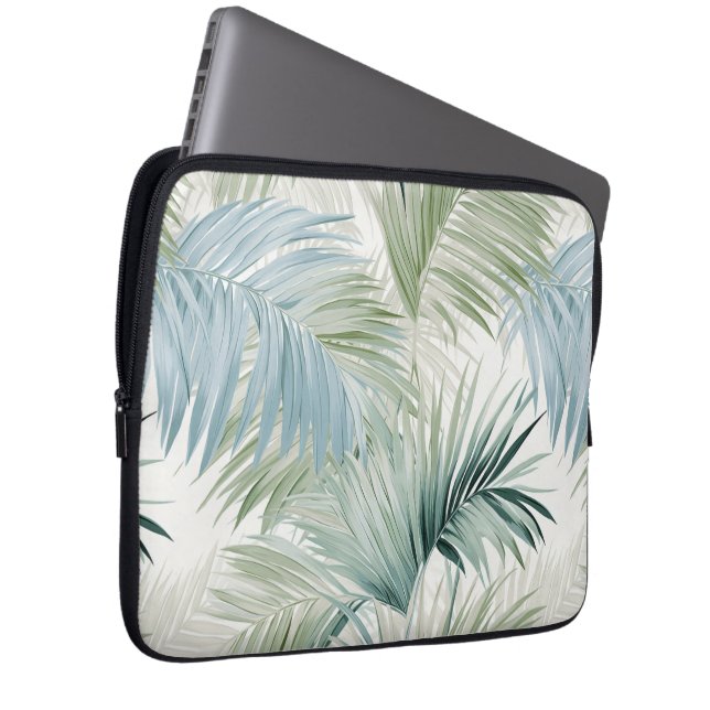 Housse Pour Ordinateur Portable Feuilles Blue Green Palm (Devant droit)