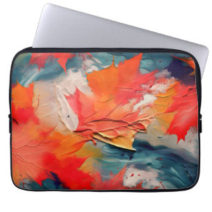 Housse Pour Ordinateur Portable Feuilles Dans Le Vent – Mouvement Automnal Abstrai