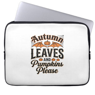 Housse Pour Ordinateur Portable Feuilles d'automne Citrouilles S'il vous plaît Vin