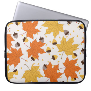 Housse Pour Ordinateur Portable Feuilles d'automne, design vintage sans soudure.