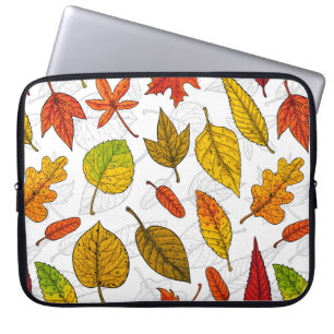 Housse Pour Ordinateur Portable Feuilles d'automne en blanc