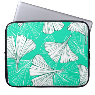 Housse Pour Ordinateur Portable Feuilles de Ginkgo biloba, motif dessiné à la main
