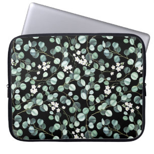 Housse Pour Ordinateur Portable Feuilles de l'Eucalyptus : Motif de fleurs blanche
