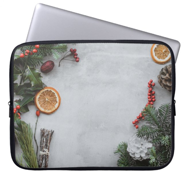 HOUSSE POUR ORDINATEUR PORTABLE FEUILLES DE PALMIER VERT (Devant)