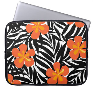 Housse Pour Ordinateur Portable Feuilles de palmiers tropicaux, application vintag