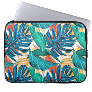 Housse Pour Ordinateur Portable Feuilles tropicaux colorés, design motif exotique,