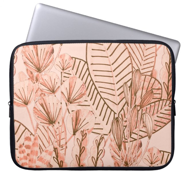 Housse Pour Ordinateur Portable Feuilles tropicaux : Motif créatif à main. (Devant)