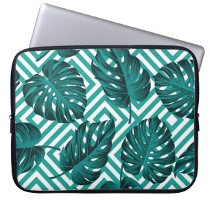 Housse Pour Ordinateur Portable Feuilles tropicaux : Motif Floral sans joint.