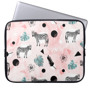 Housse Pour Ordinateur Portable Feuilles tropicaux Zebras Cravate-Dye Motif