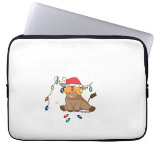 Housse Pour Ordinateur Portable Feux de Noël vache de haute-terre laide chagrin ch
