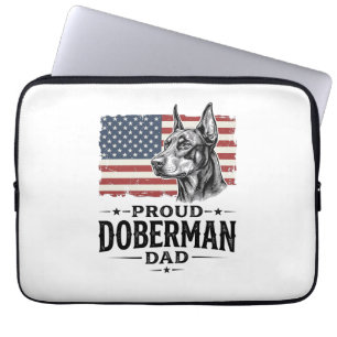 Housse Pour Ordinateur Portable Fier papa Doberman Drapeau vintage vecteur concept