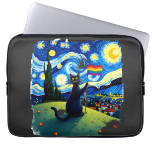 Housse Pour Ordinateur Portable Fierté Gay Chat Art Chat Style Nuit Étoilée LGBTQ