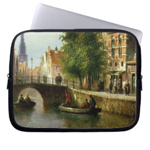 Housse Pour Ordinateur Portable Figures sur un canal, Amsterdam (huile sur le