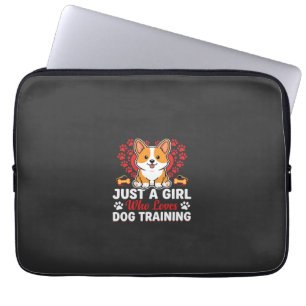 Housse Pour Ordinateur Portable Fille aime le dressage de corgi