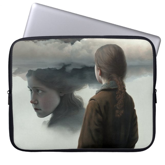 Housse Pour Ordinateur Portable Fille avec des nuages (Devant)