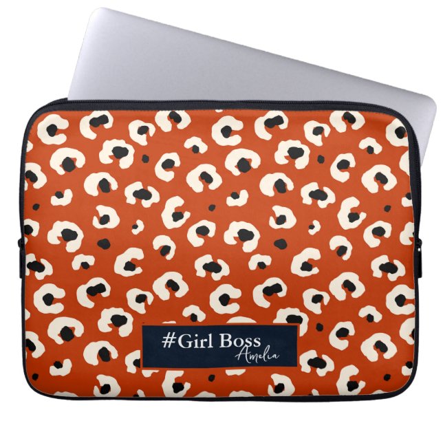 Housse Pour Ordinateur Portable Fille Boss Personnalisé Gras Empreinte de léopard (Devant)