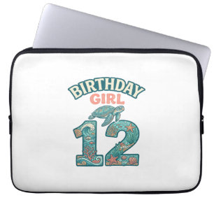 Housse Pour Ordinateur Portable Fille d'anniversaire 12 Tortue de mer Océan Vintag