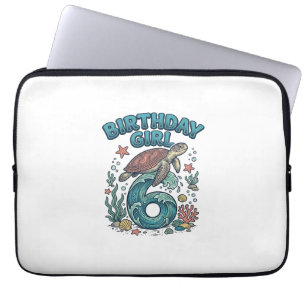 Housse Pour Ordinateur Portable Fille d'anniversaire 6 Tortue de mer Conception de