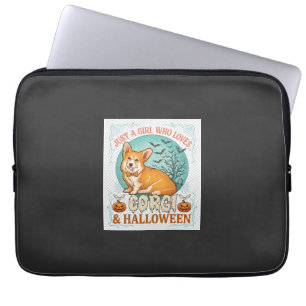 Housse Pour Ordinateur Portable Fille qui aime les citrouilles d'Halloween Corgi C