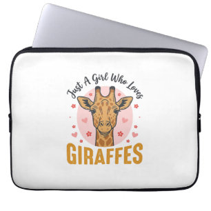 Housse Pour Ordinateur Portable Fille qui aime les girafes Dessin de gravure vinta