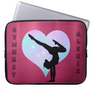 Housse Pour Ordinateur Portable Filles Gymnastique Nom personnalisé Poignée de gym