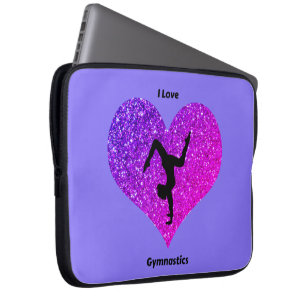 Housse Pour Ordinateur Portable Filles I Love Gymnastique Parties scintillant Port
