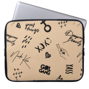 Housse Pour Ordinateur Portable Filles motif sans soudure avec slogan calligraphiq