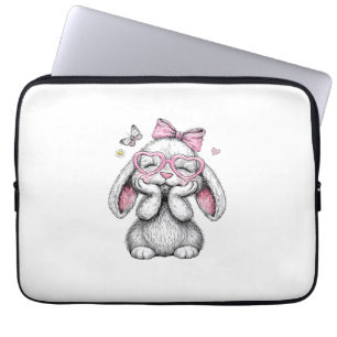 Housse Pour Ordinateur Portable Filles Pâques Lapin Mignon Visage Rose Pâques Enfa