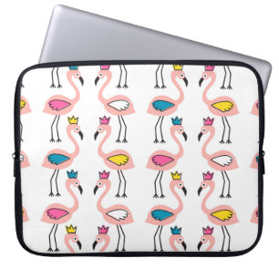 Housse Pour Ordinateur Portable Flamant rose avec motif sans soudure couronne.