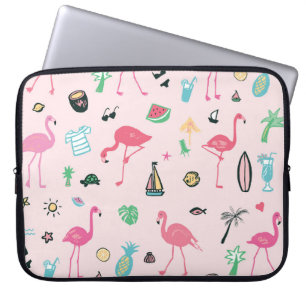 Housse Pour Ordinateur Portable Flamant rose été : Vibrant Motif d'oiseaux