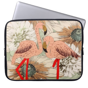 Housse Pour Ordinateur Portable Flamant rose rose Floral Tropical Feuilles Parties