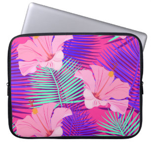 Housse Pour Ordinateur Portable Flamants roses exotiques : Vintage rose tropical.