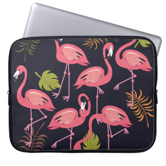 Housse Pour Ordinateur Portable Flamants roses, oiseau tropical vintage.