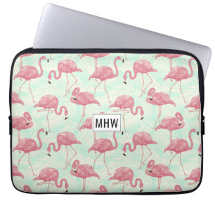 Housse Pour Ordinateur Portable Flamants roses roses coutume monogramme manches d'