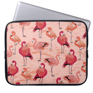 Housse Pour Ordinateur Portable Flamants roses roses : Motif Tropical sans couture