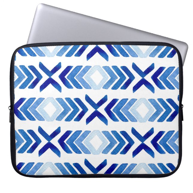 Housse Pour Ordinateur Portable Flèches bleu Rhombus Motif aquarelle (Devant)