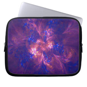 Housse Pour Ordinateur Portable Fleur Abstraite Mélange De Motifs Violet Et Bleu