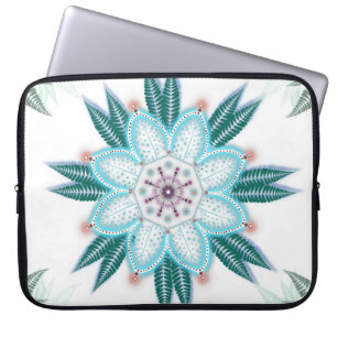 Housse Pour Ordinateur Portable Fleur bleue unique Mandala Vibe