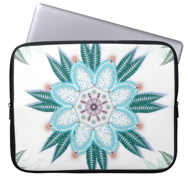 Housse Pour Ordinateur Portable Fleur bleue unique Mandala Vibe (Devant)
