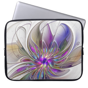Housse Pour Ordinateur Portable Fleur d'art fractal abstrait énergique et coloré