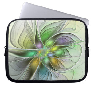 Housse Pour Ordinateur Portable Fleur de Fantaisie Colorée Moderne Abstraite Fract