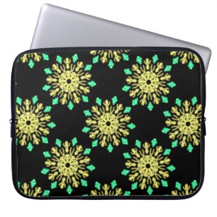 Housse Pour Ordinateur Portable Fleur de néon jaune et vert