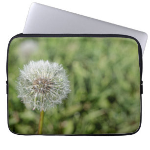 Housse Pour Ordinateur Portable Fleur de pissenlit blanc sur herbe verte