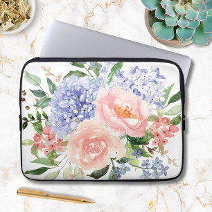 Housse Pour Ordinateur Portable Fleur d'hortensia rose bleu Floral de printemps